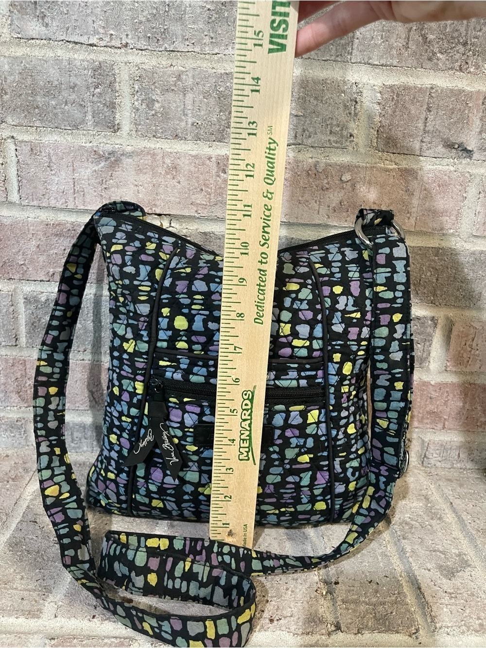 Vera Bradley Black Multi Pebble Print Crossbody Shoulder Bag - Picture 5 of 9